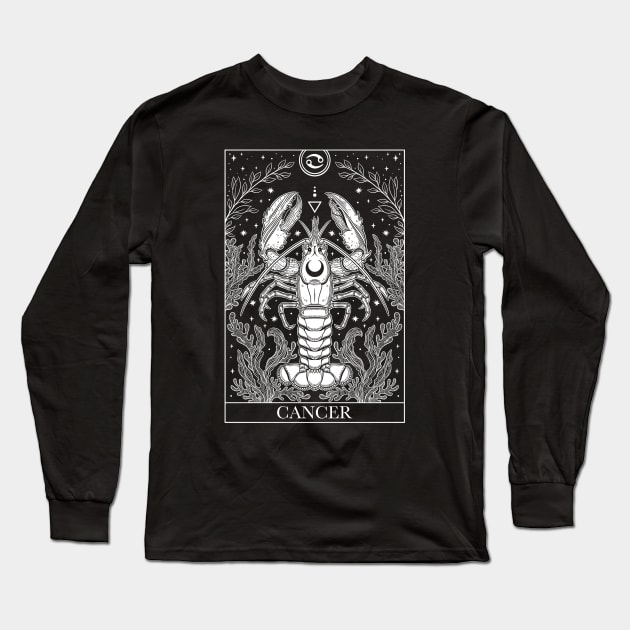 Zodiac sign tarot card Cancer Long Sleeve T-Shirt by OccultOmaStore